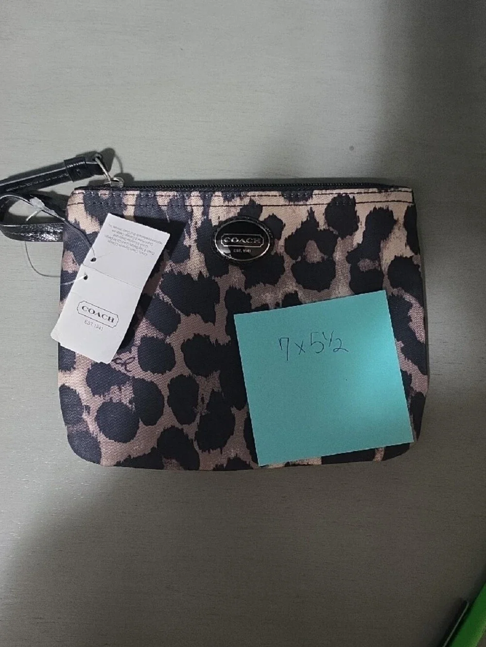 Coach Leopard Print Wristlet - Black and Taupe Vintage